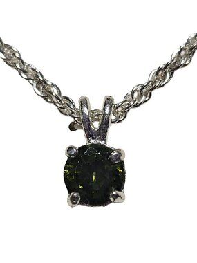 Genuine Cubic Zirconia Necklace Green Gemstone Pendant Minimalist Jewelry Women